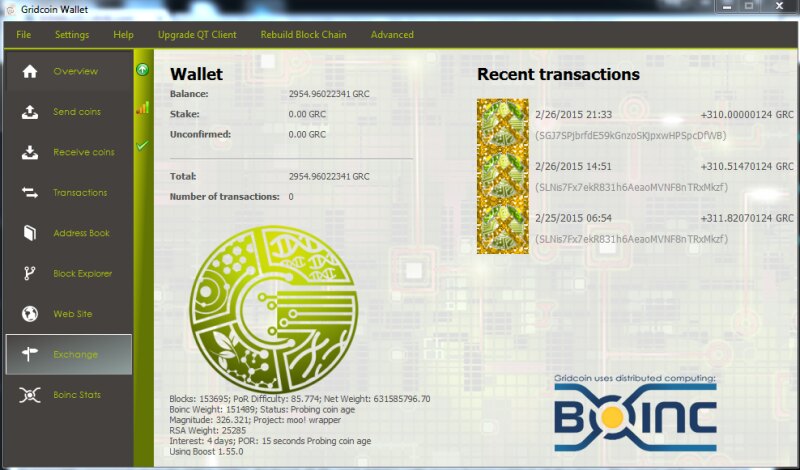 Gridcoin кошелек