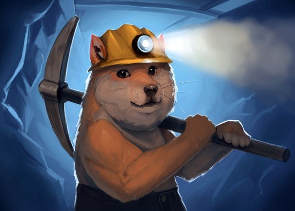 Doge добывает догкоины, майнинг догкоинов