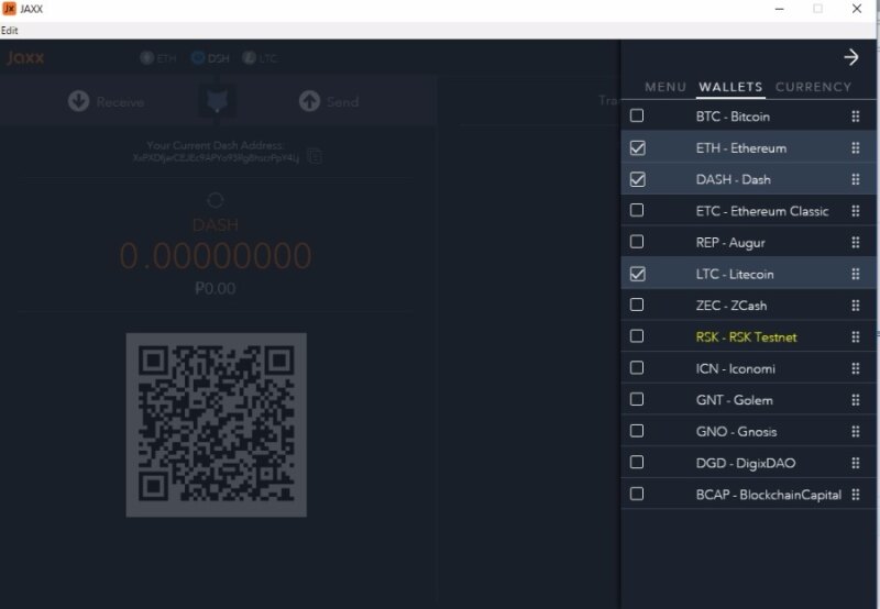 Jaxx Multiplatform Wallet